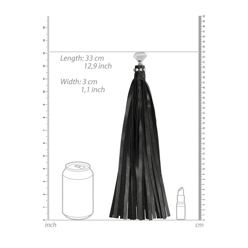 Ouch! diamond studded flogger - Product top view, with sizes | Flirtybay.com.au